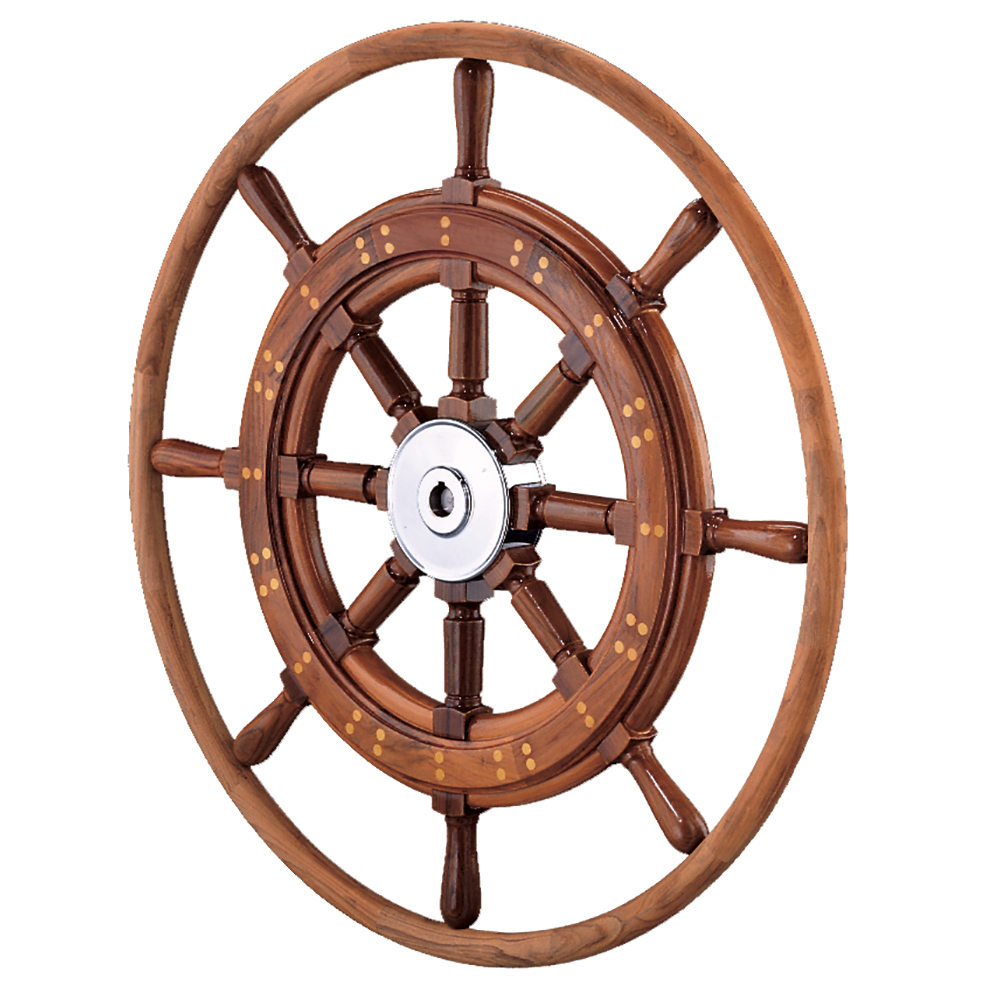 image for Edson 30″ Teak Yacht Wheel w/Teak Rim & Chrome Hub