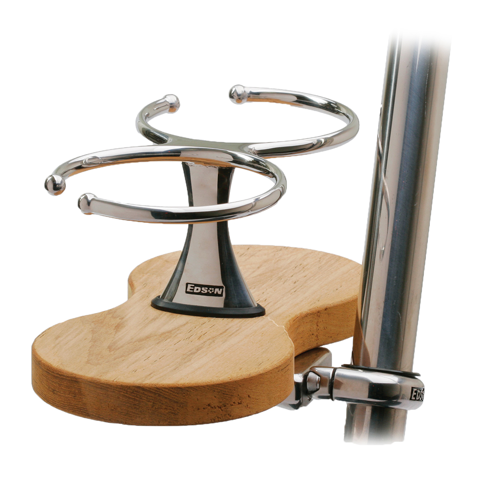 image for Edson Clamp-On Drink Holder – Double – Teak