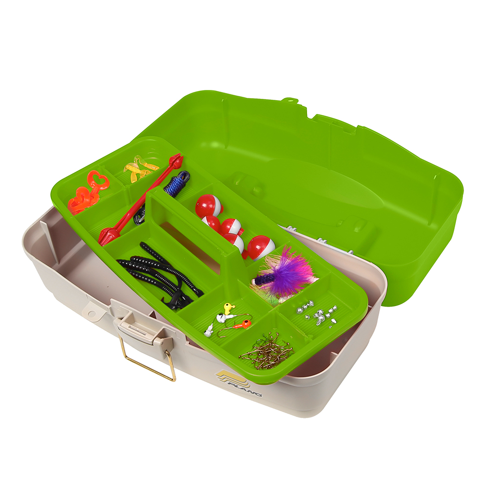 image for Plano Ready Set Fish On-Tray Tackle Box – Green/Tan