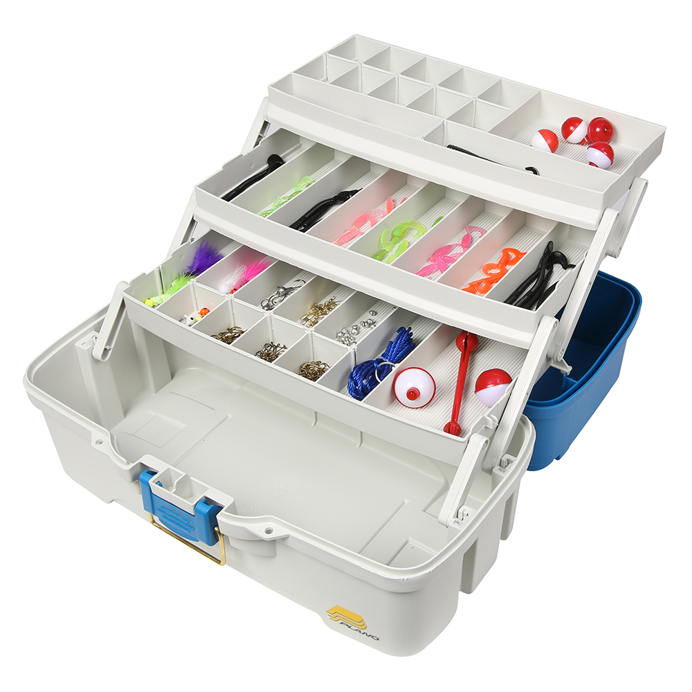 image for Plano Ready Set Fish Three-Tray Tackle Box – Aqua Blue/Tan