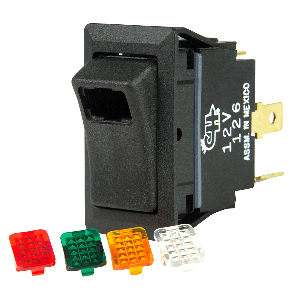 BEP SPST Rocker Switch - 1-LED w/4-Colored Covers - 12V/24V - ON/OFF CD-67690