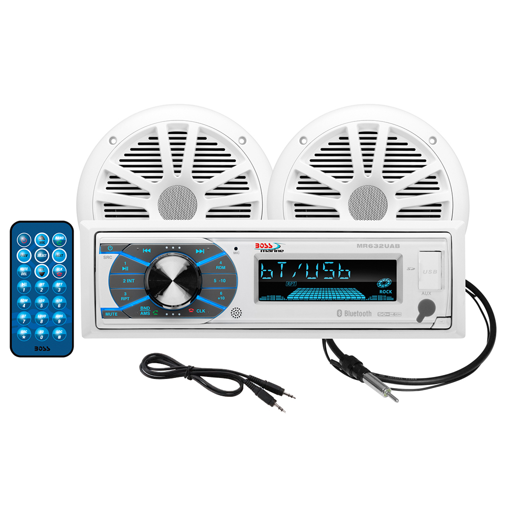 image for Boss Audio MCK632WB.6 Marine Stereo & 6.5″ Speaker Kit – White