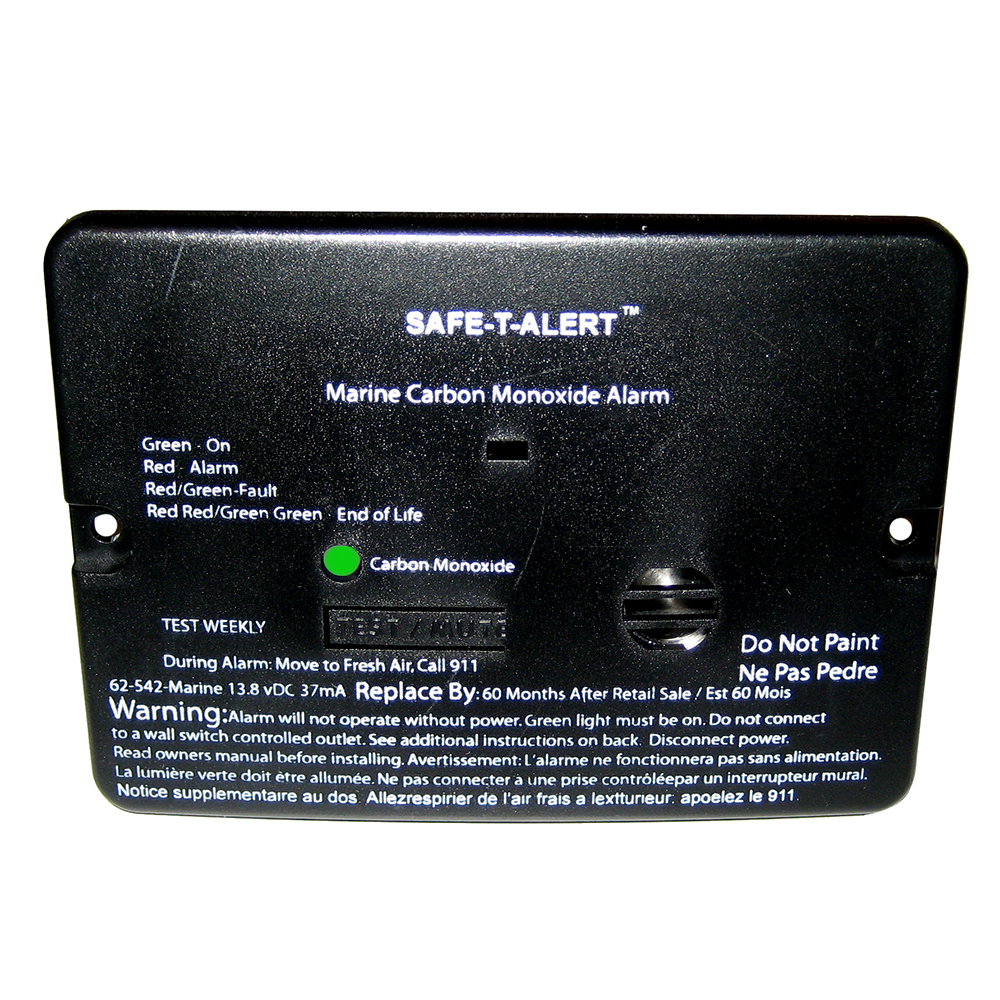 Safe-T-Alert 62 Series Carbon Monoxide Alarm - 12V - 62-542-Marine - Flush Mount - Black - 62-542-MARINE-BLK