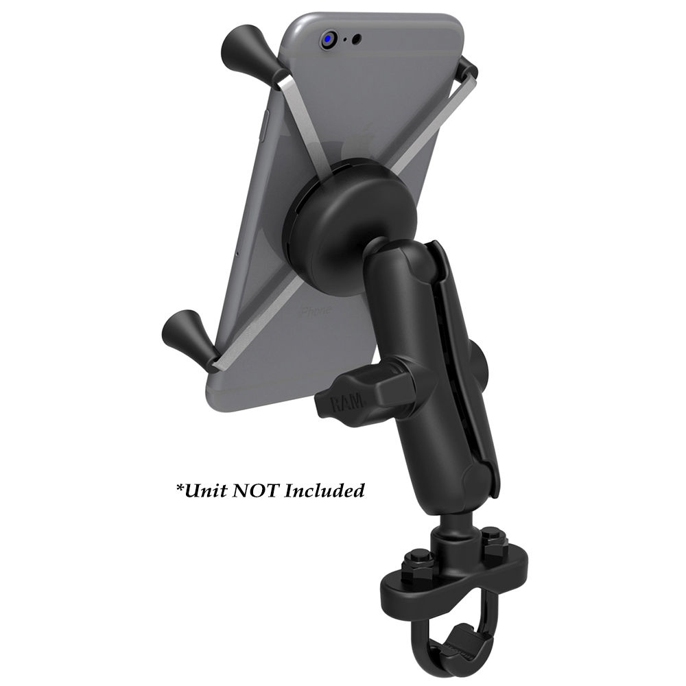 image for RAM Mount Handlebar Rail Mount w/Zinc Coated U-Bolt Base & Universal X-Grip® Large Phone/Phablet Cradle