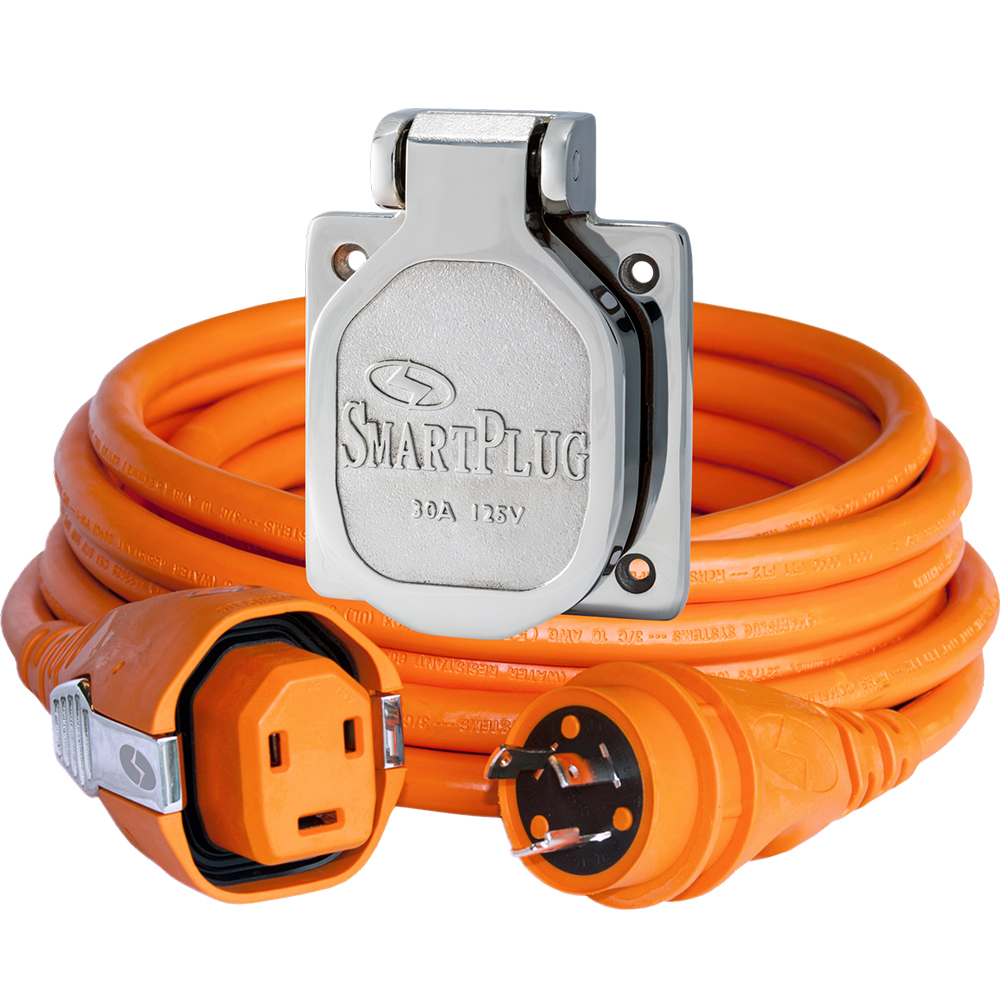 image for SmartPlug 30 Amp 50' Dual Configuration Cordset w/Tinned Wire & 30 Amp Stainless Steel Inlet