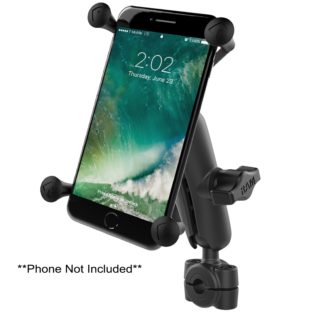 image for RAM Mount RAM® Torque™ 3/8″ – 5/8″ Diameter Mini Rail Base with 1″ Ball, Medium Arm and X-Grip® for Larger Phones