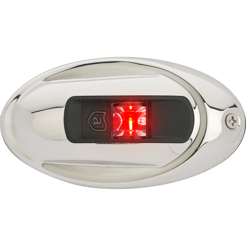 Attwood LightArmor Vertical Surface Mount Navigation Light - Oval - Port (red) - Stainless Steel - 2NM CD-69834