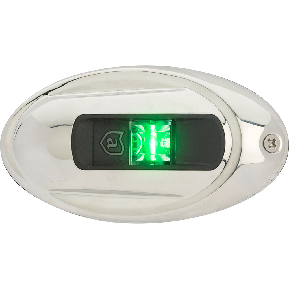 Attwood LightArmor Vertical Surface Mount Navigation Light - Oval - Starboard (green) - Stainless Steel - 2NM CD-69835