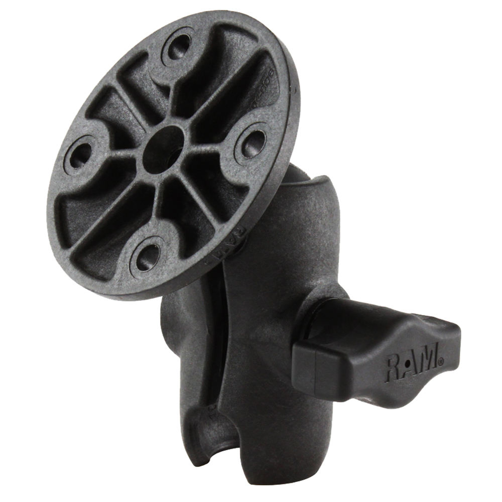 image for RAM Mount Composite 1″ Ball Short Length Double Socket Arm w/2.5″ Round Base Including AMPs Hole Pattern