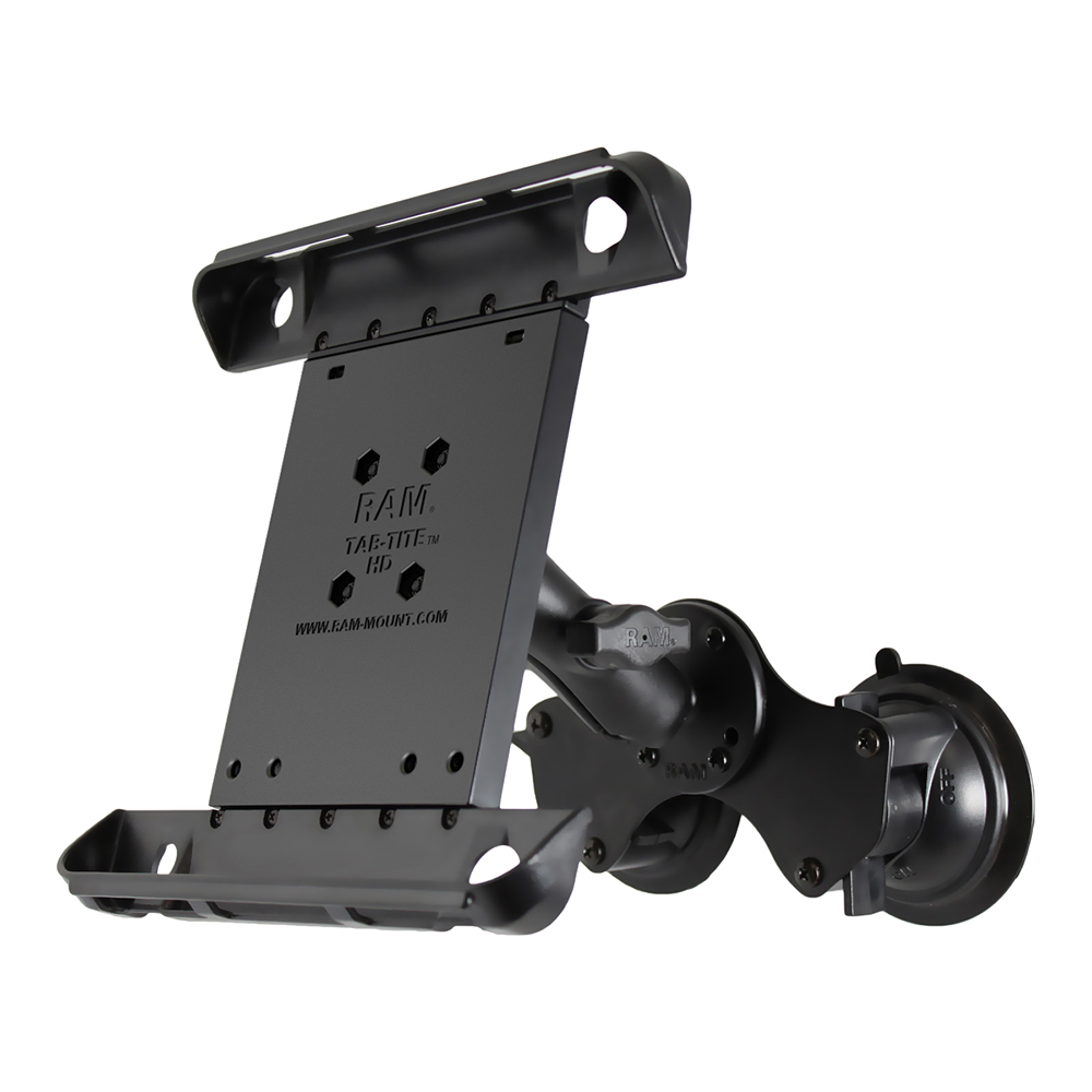 image for RAM Mount Double Twist-Lock™ Suction Cup Mount w/Tab-Tite™ Universal Spring Loaded Cradle f/Apple iPad 1-4 w/or w/o Light Duty Case