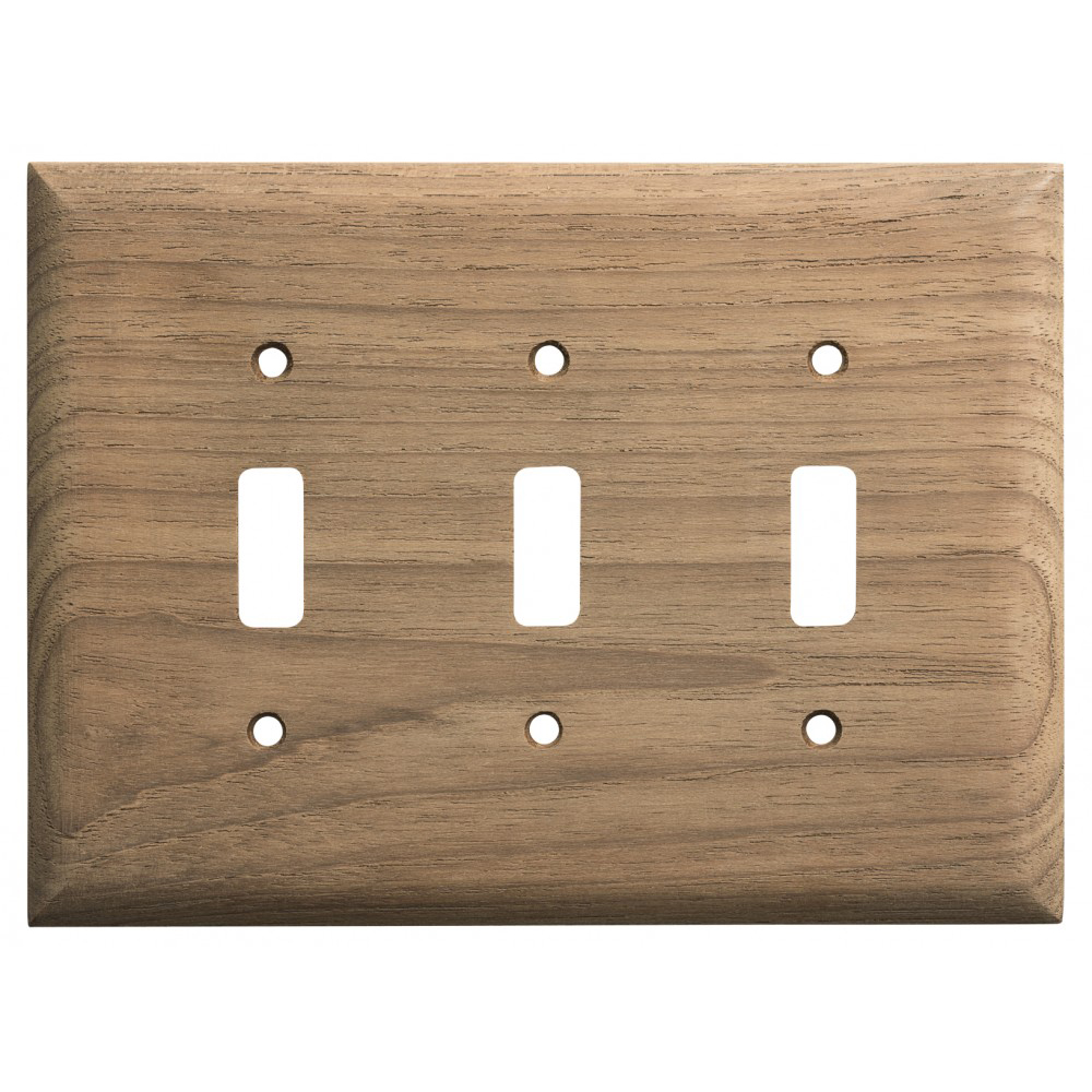 image for Whitecap Teak 3-Toggle Switch/Receptacle Cover Plate