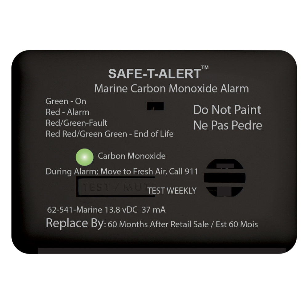 Safe-T-Alert 62 Series Carbon Monoxide Alarm  with Relay - 12V - 62-541-R-Marine - Surface Mount - Black - 62-541-R-MARINE-BL