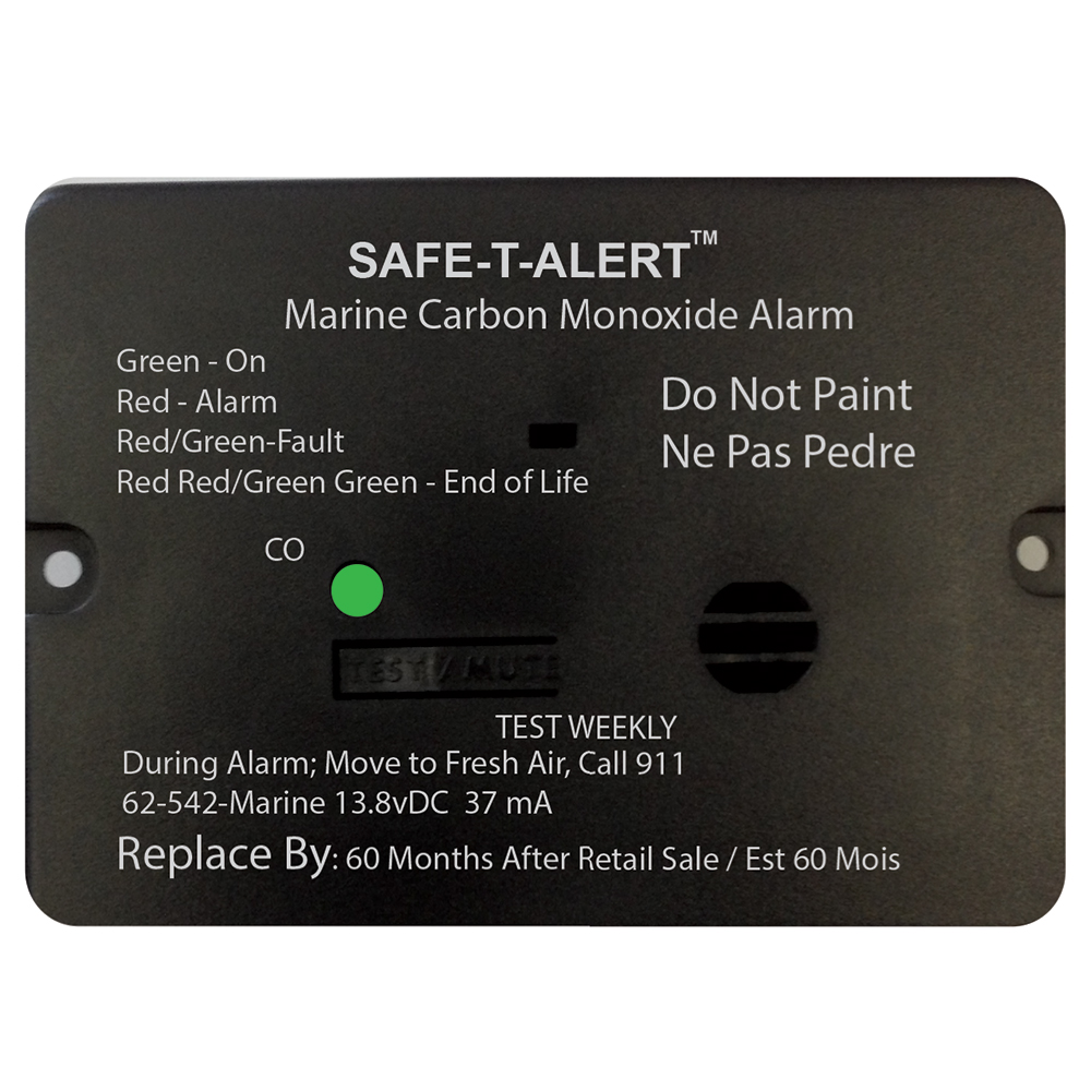 Safe-T-Alert 62 Series Carbon Monoxide Alarm  with Relay - 12V - 62-542-R-Marine - Flush Mount - Black - 62-542-R-MARINE-BL