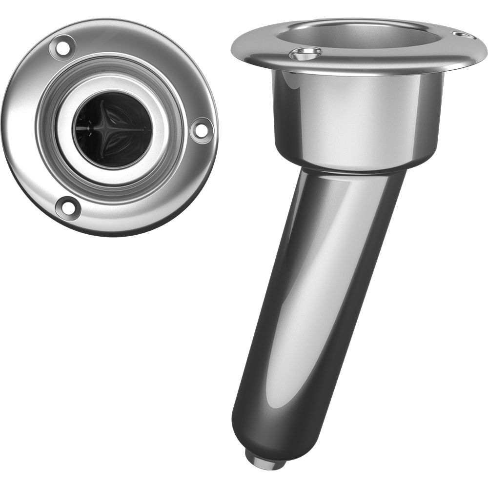 Mate Series Stainless Steel 15 Degree Rod  Cup Holder - Drain - Round Top - C1015D