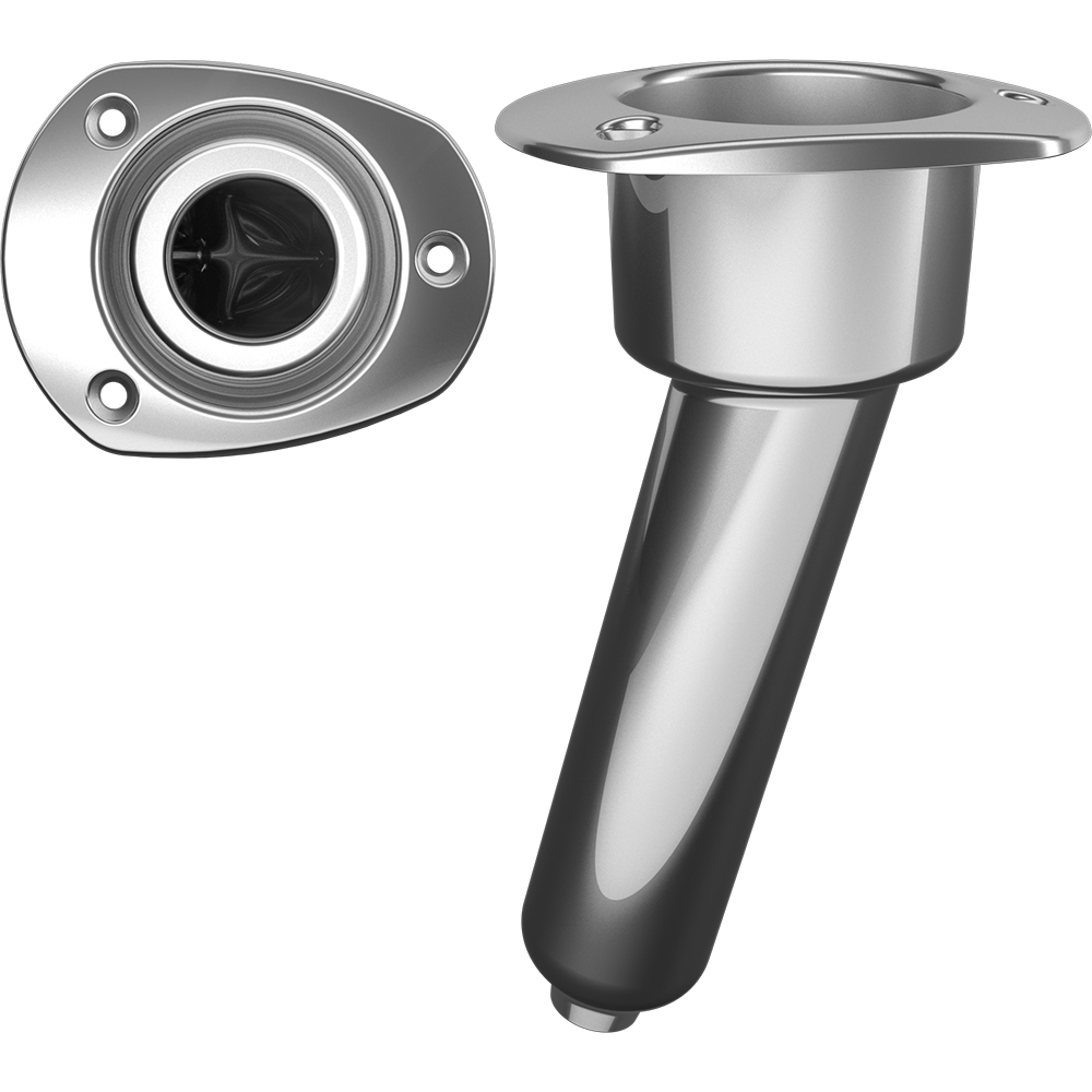 Mate Series Stainless Steel 15 Degree Rod  Cup Holder - Drain - Oval Top - C2015D