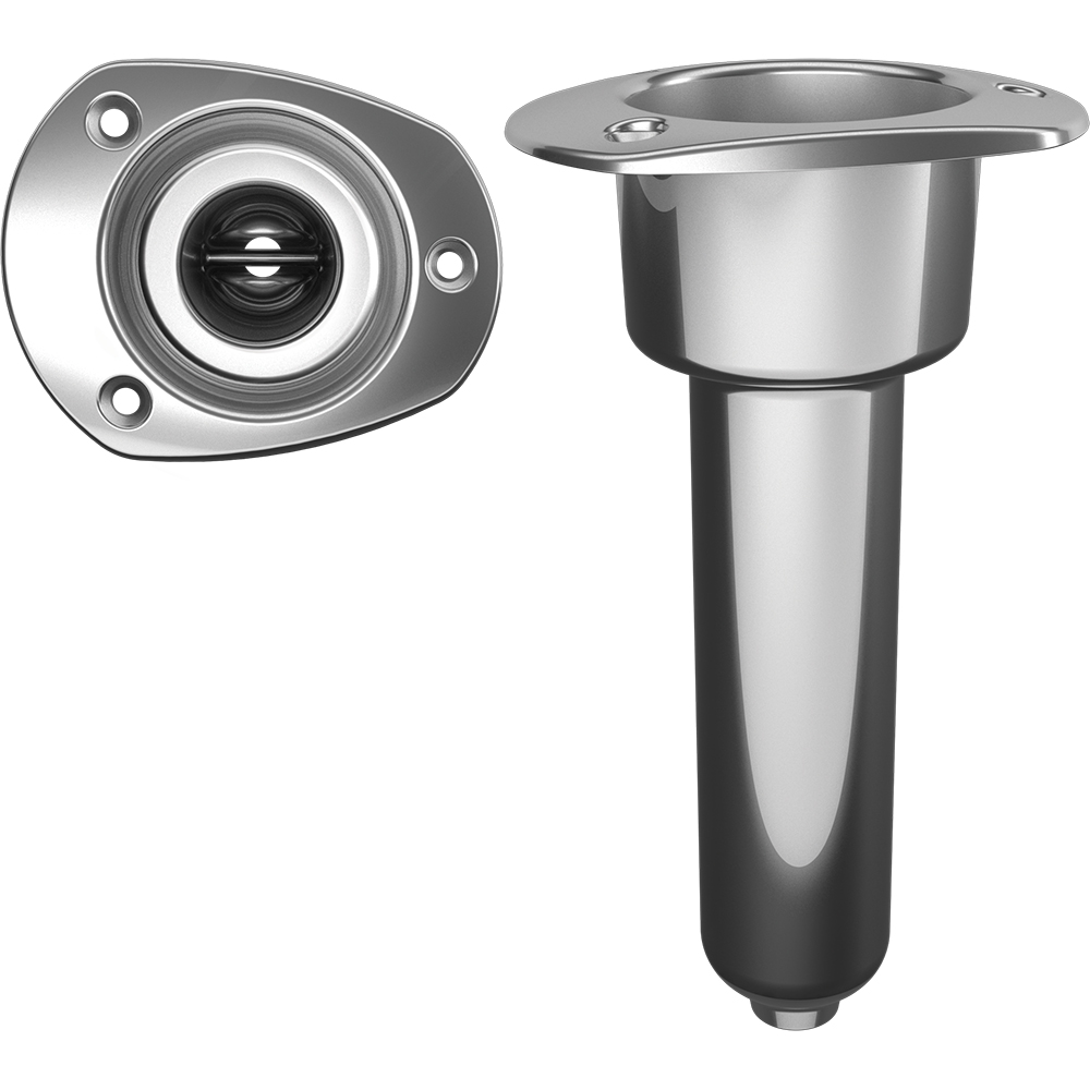 Mate Series Stainless Steel 0 Degree Rod  Cup Holder - Drain - Oval Top - C2000D