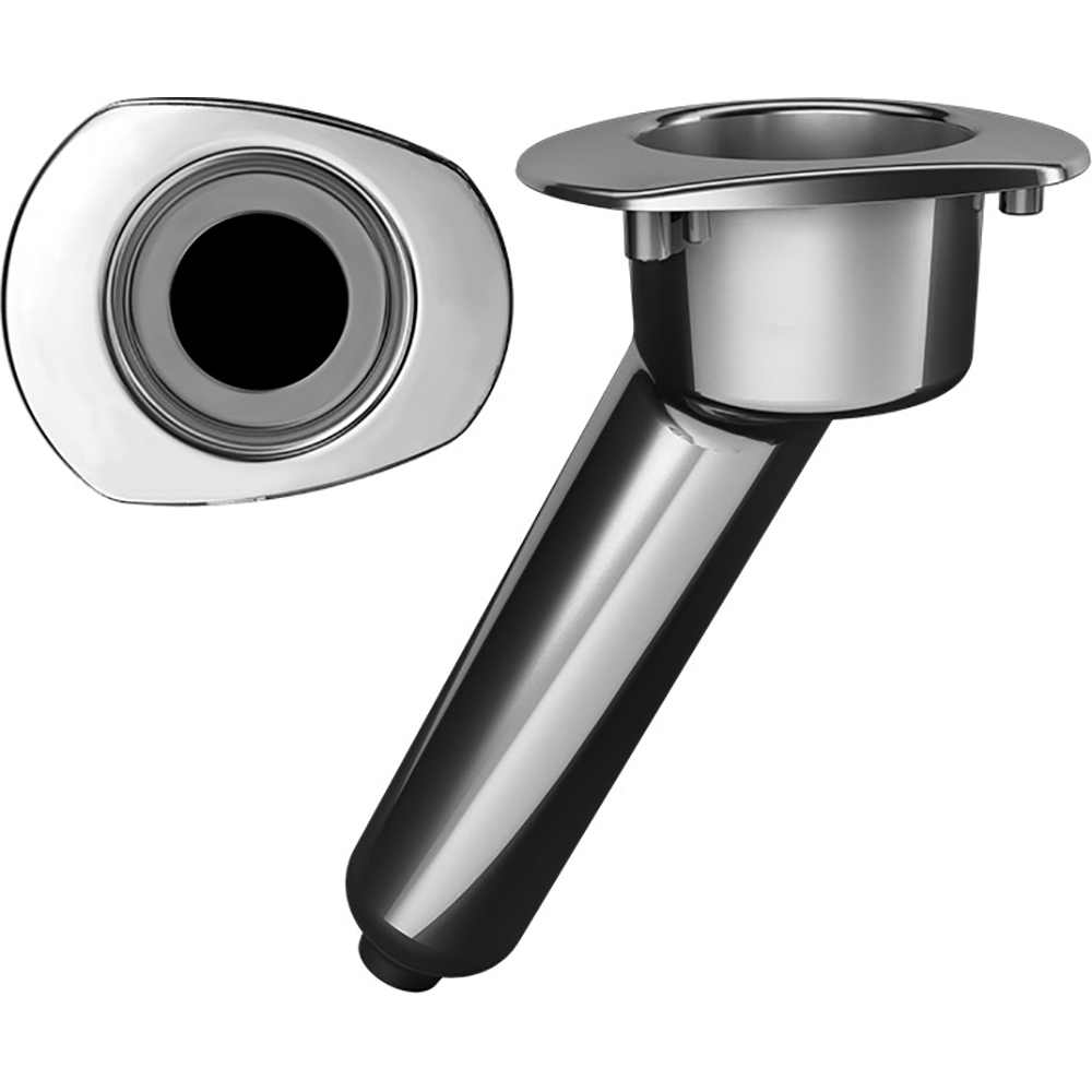 Mate Series Elite Screwless Stainless Steel 30 Degree Rod  Cup Holder - Drain - Oval Top - C2030DS
