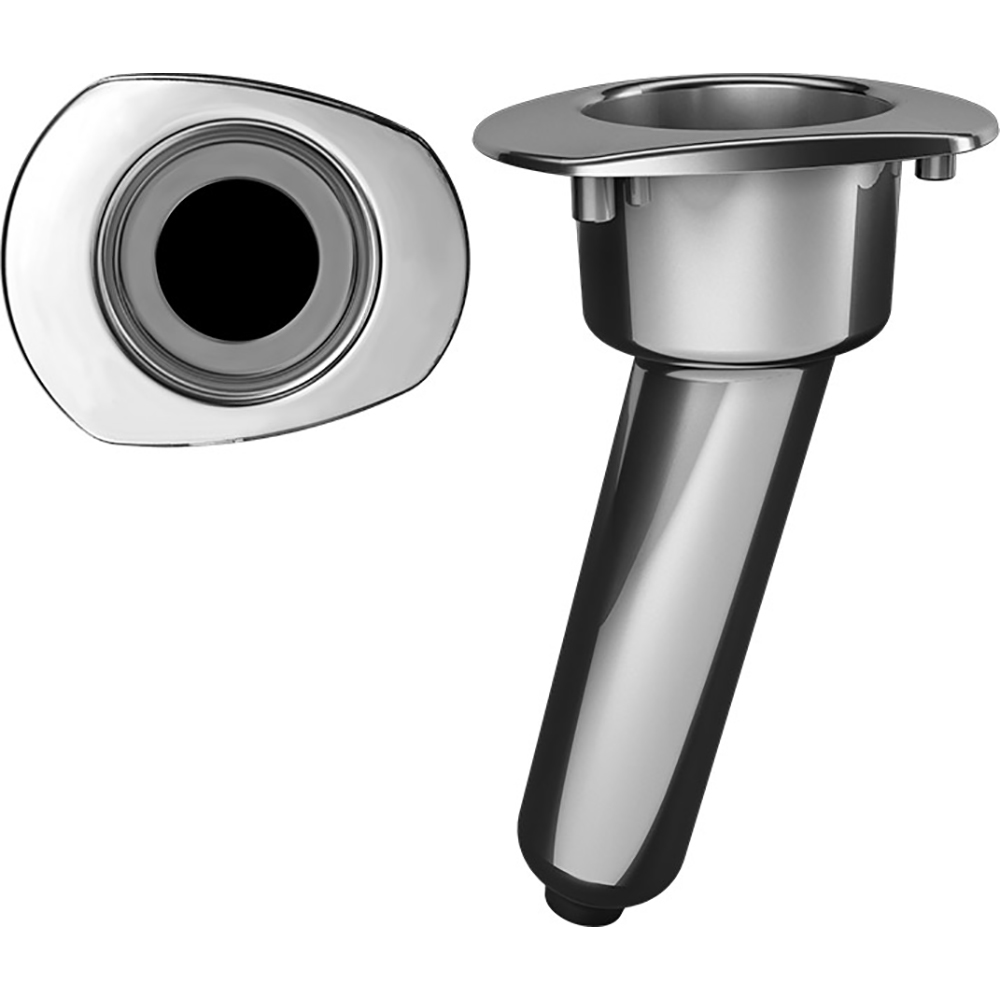 image for Mate Series Elite Screwless Stainless Steel 15° Rod & Cup Holder – Drain – Oval Top