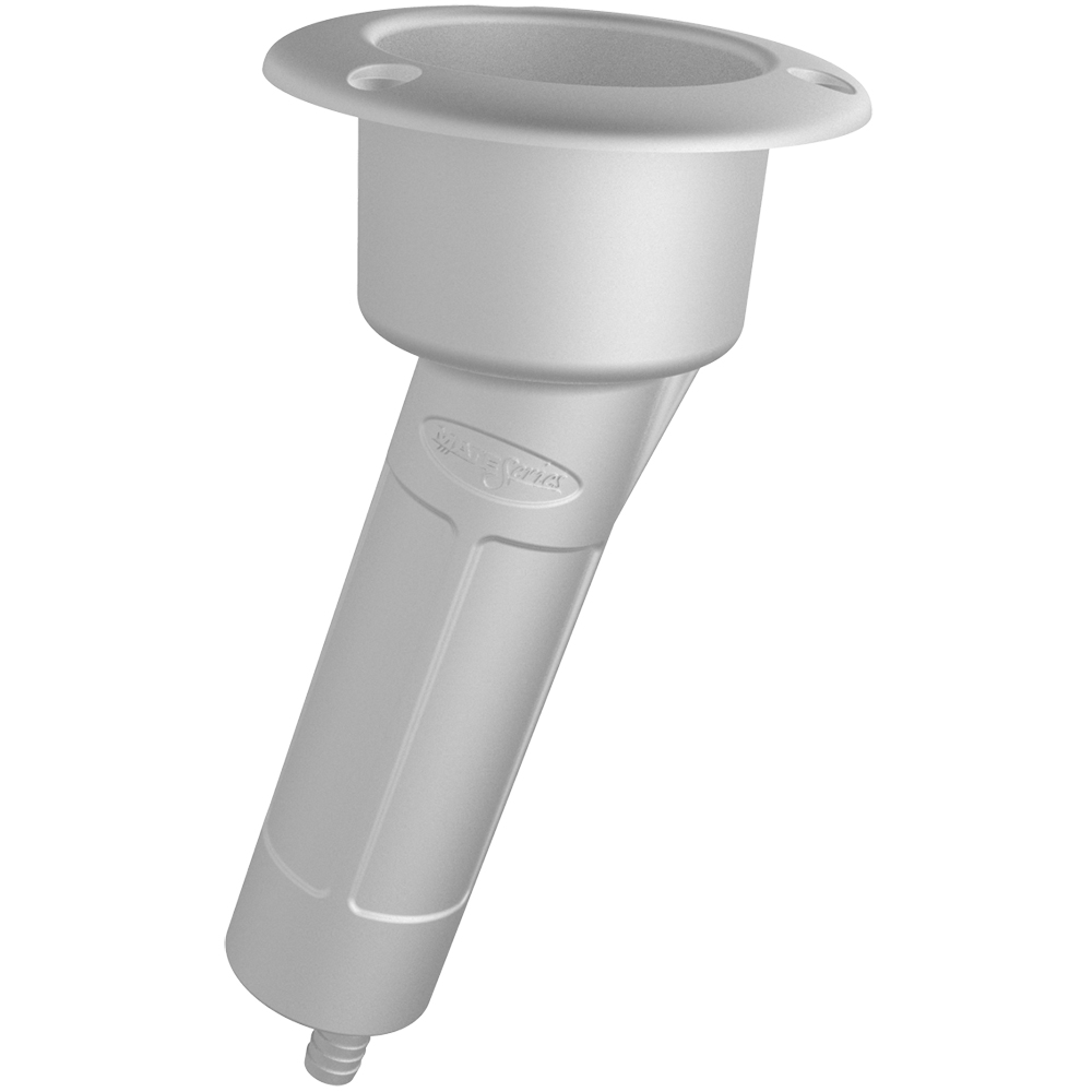 Mate Series Plastic 15 Degree Rod  Cup Holder - Drain - Round Top - White - P1015DW