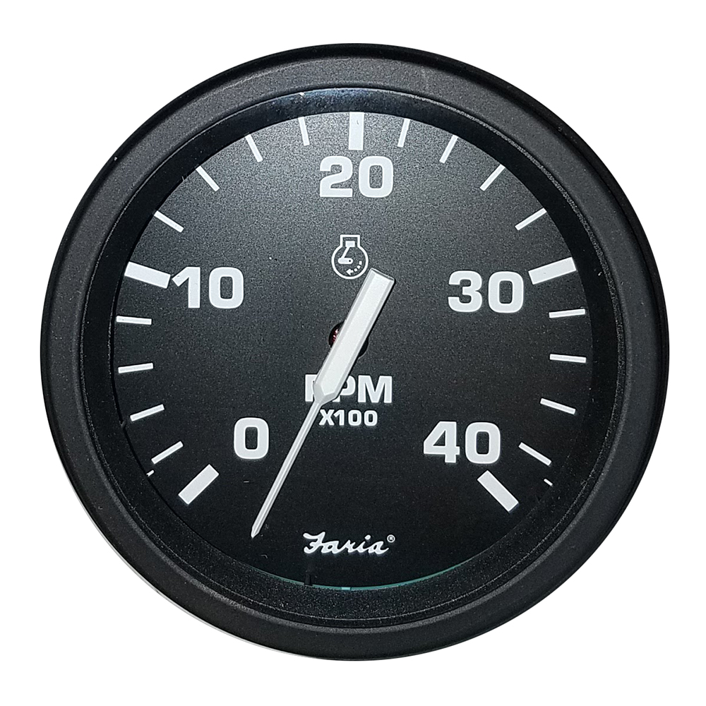 image for Faria 4″ Heavy-Duty Black Tachometer (4000 RPM) (Mag Pick-Up) (Diesel)