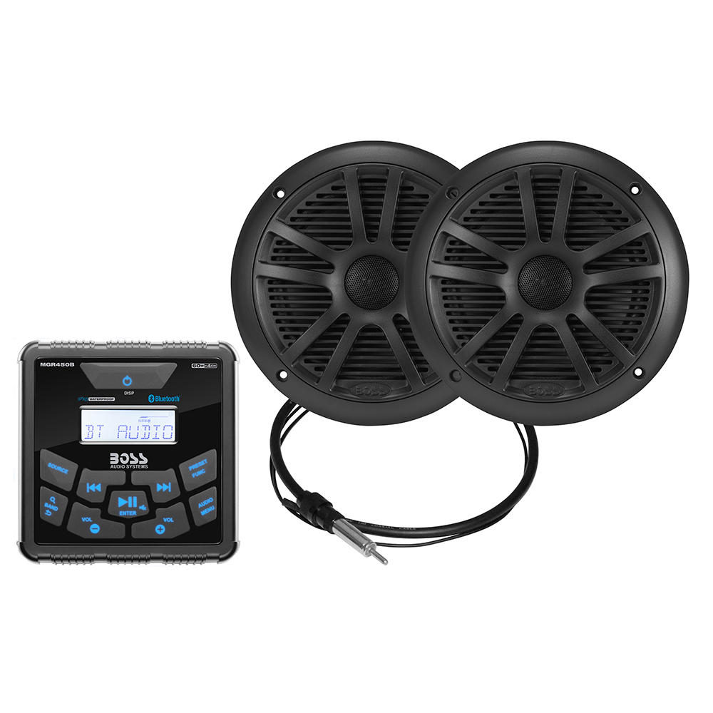 image for Boss Audio MCKGB450B.6 Marine Stereo & 6.5″ Speaker Kit – Black