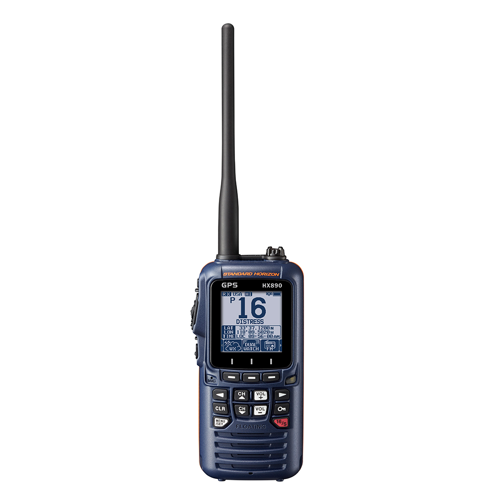 image for Standard Horizon HX890 Floating 6 Watt Class H DSC Handheld VHF/GPS – Navy Blue