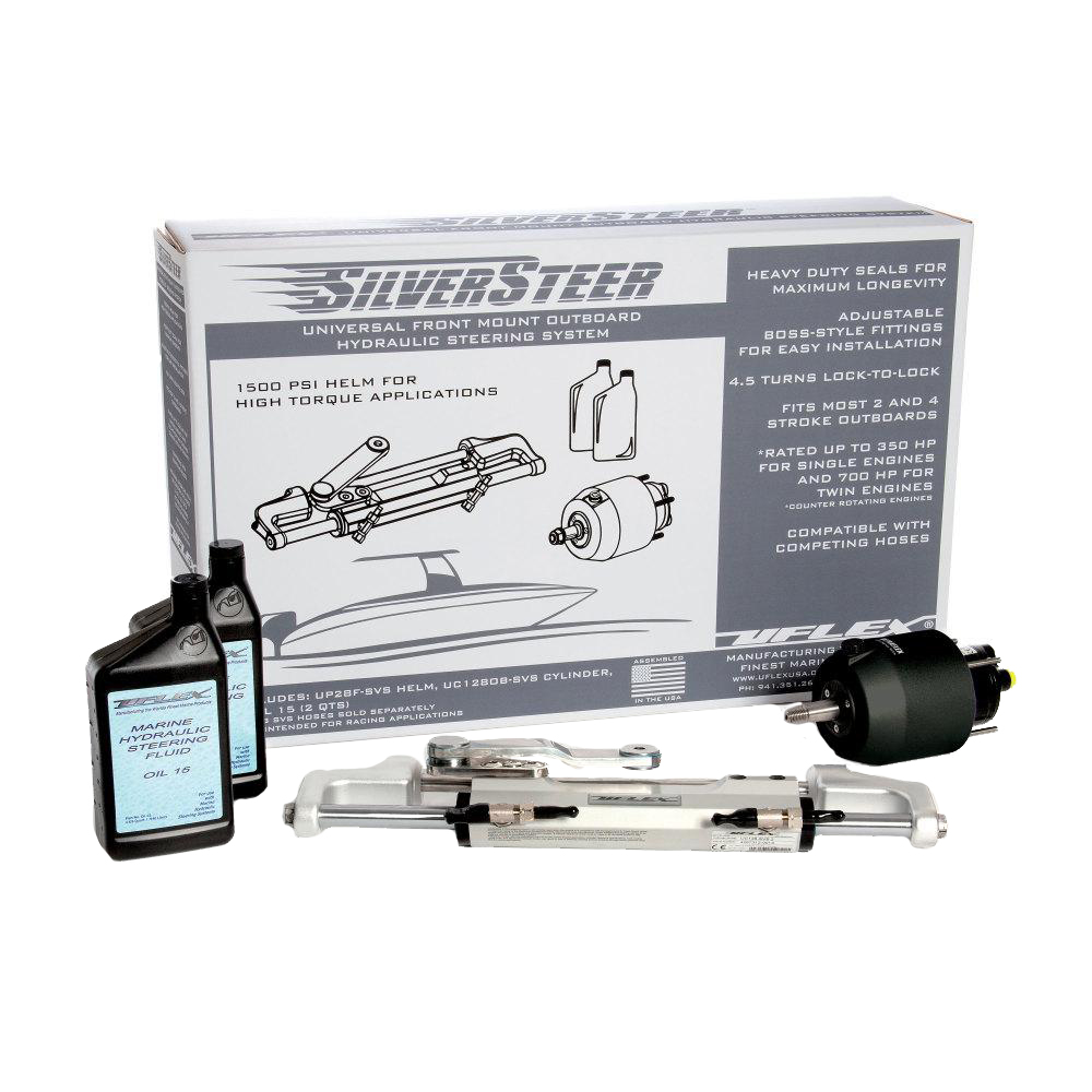 Uflex SilverSteer™ Universal Front Mount Outboard Hydraulic Steering System w/ UC128-SVS-1 Cylinder - SILVERSTEER1.0B