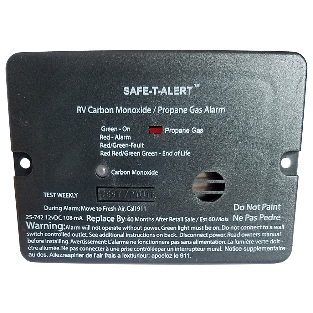 image for Safe-T-Alert Combo Carbon Monoxide Propane Alarm – Flush Mount – Mini – Black