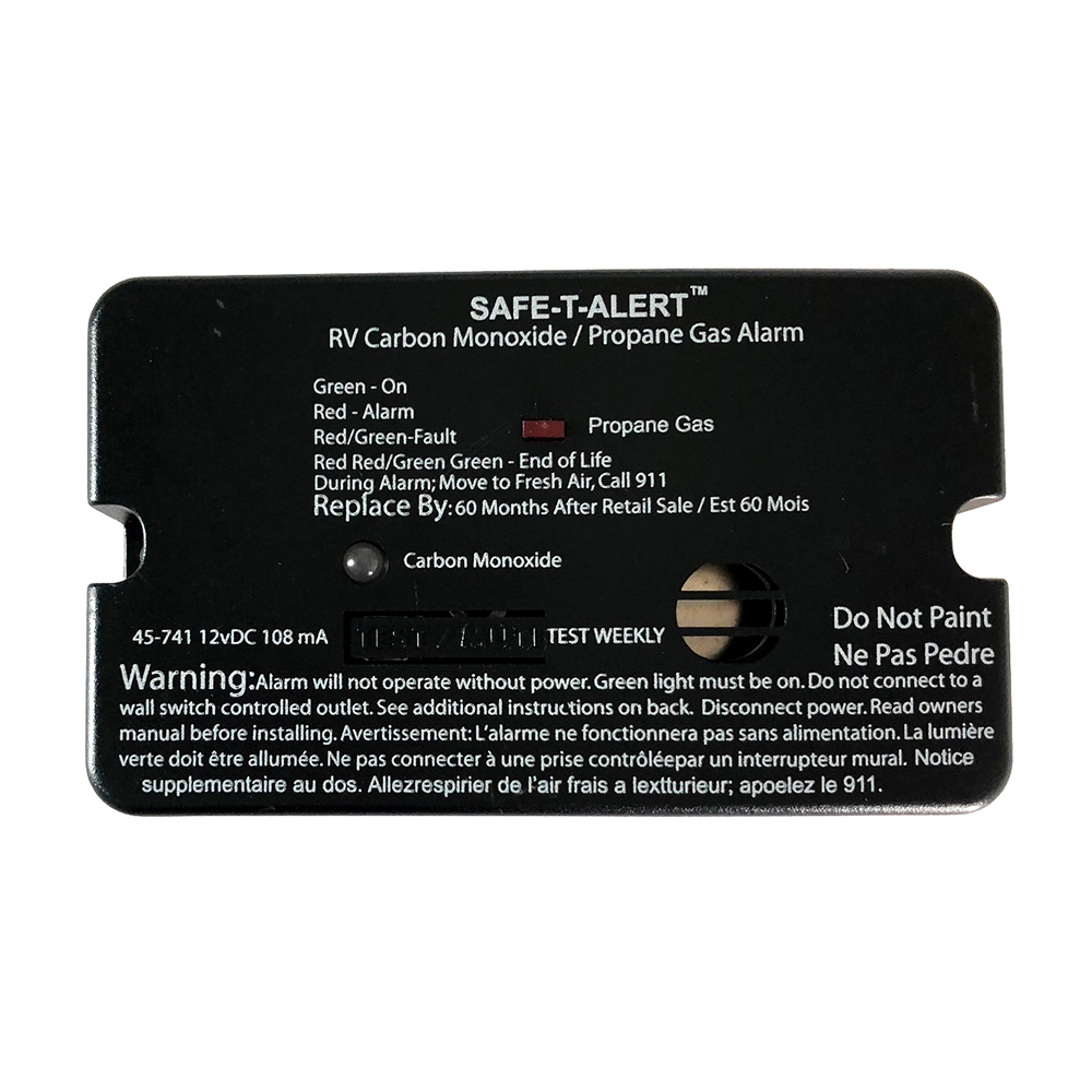 Safe-T-Alert 45-Series Combo Carbon Monoxide Propane Alarm Surface Mount - Black - 45-741-BL