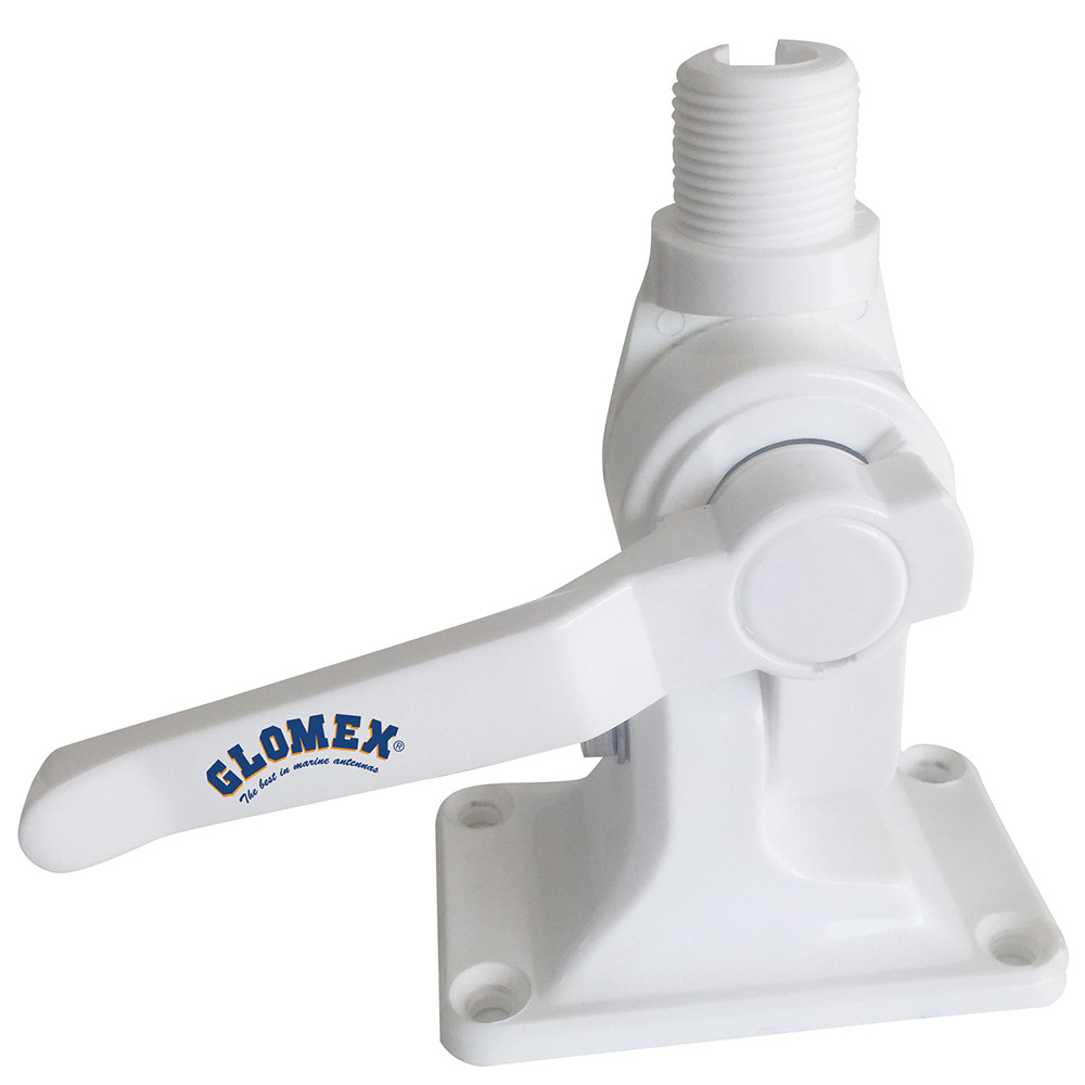 image for Glomex 4-Way Nylon Heavy-Duty Ratchet Mount w/Cable Slot & Built-In Coax Cable Feed-Thru 1″-14 Thread