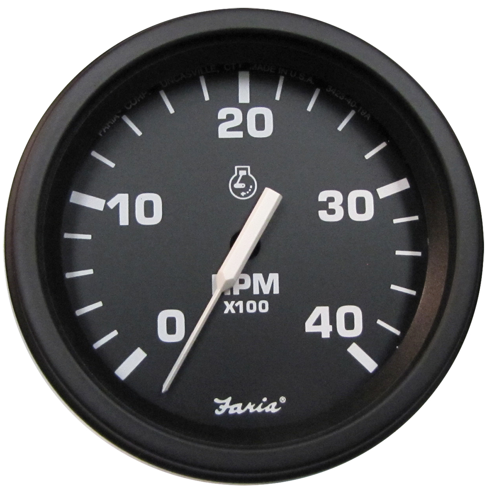 image for Faria 4″ Heavy-Duty Tachometer (4000 RPM) (Diesel) Mag Pick-Up – Black w/Black Bezel