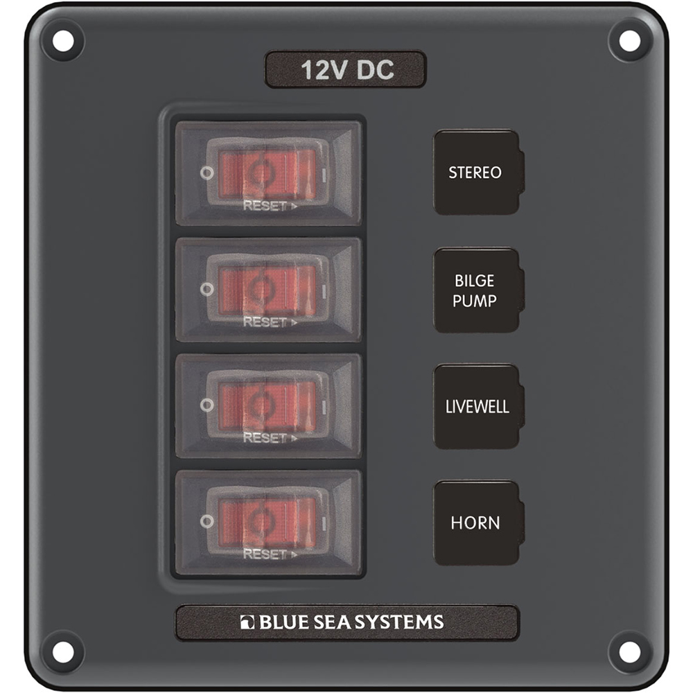Blue Sea 4320 Circuit Breaker Switch Panel 4 Position - Gray CD-75108