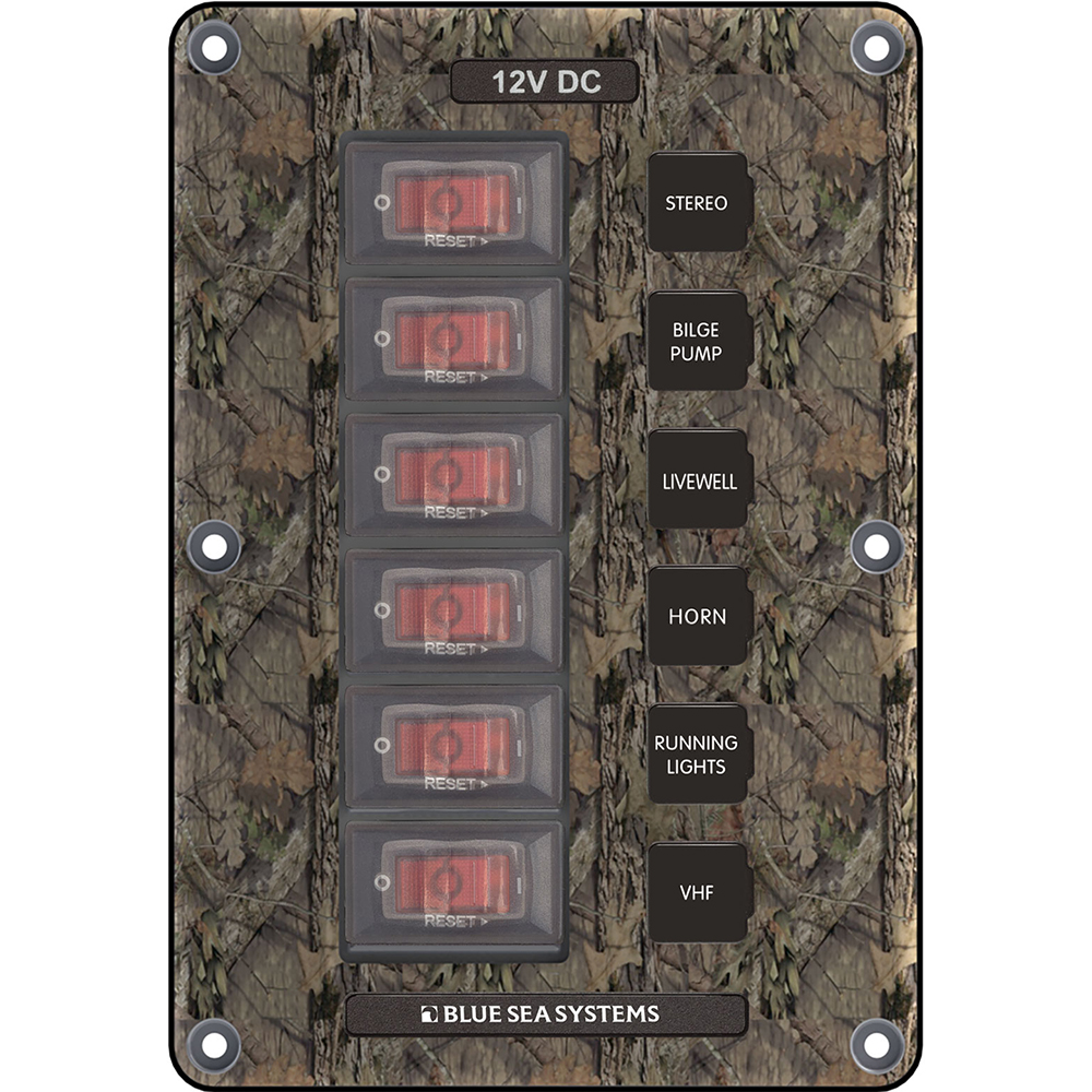 Blue Sea 4325 Circuit Breaker Switch Panel 6 Position - Camo CD-75113