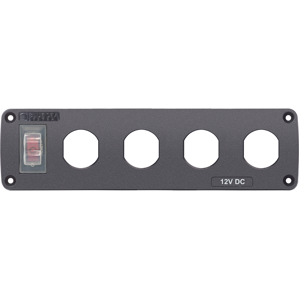 image for Blue Sea Water Resistant USB Accessory Panel – 15A Circuit Breaker, 4x Blank Apertures