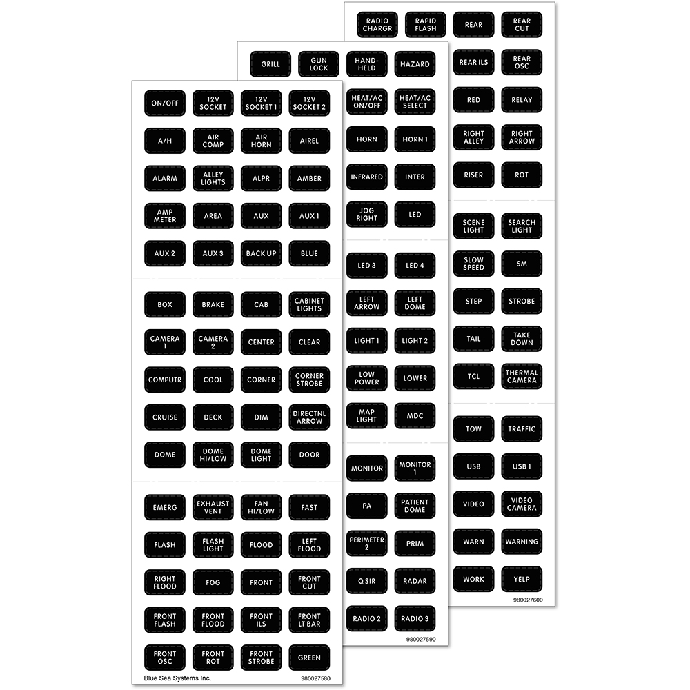 image for Blue Sea 7870 Black 180 Label Set – Emergency Vehicles