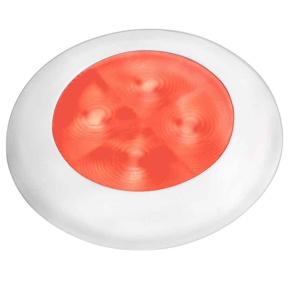 image for Hella Marine Red LED Round Courtesy Lamp – White Bezel – 24V
