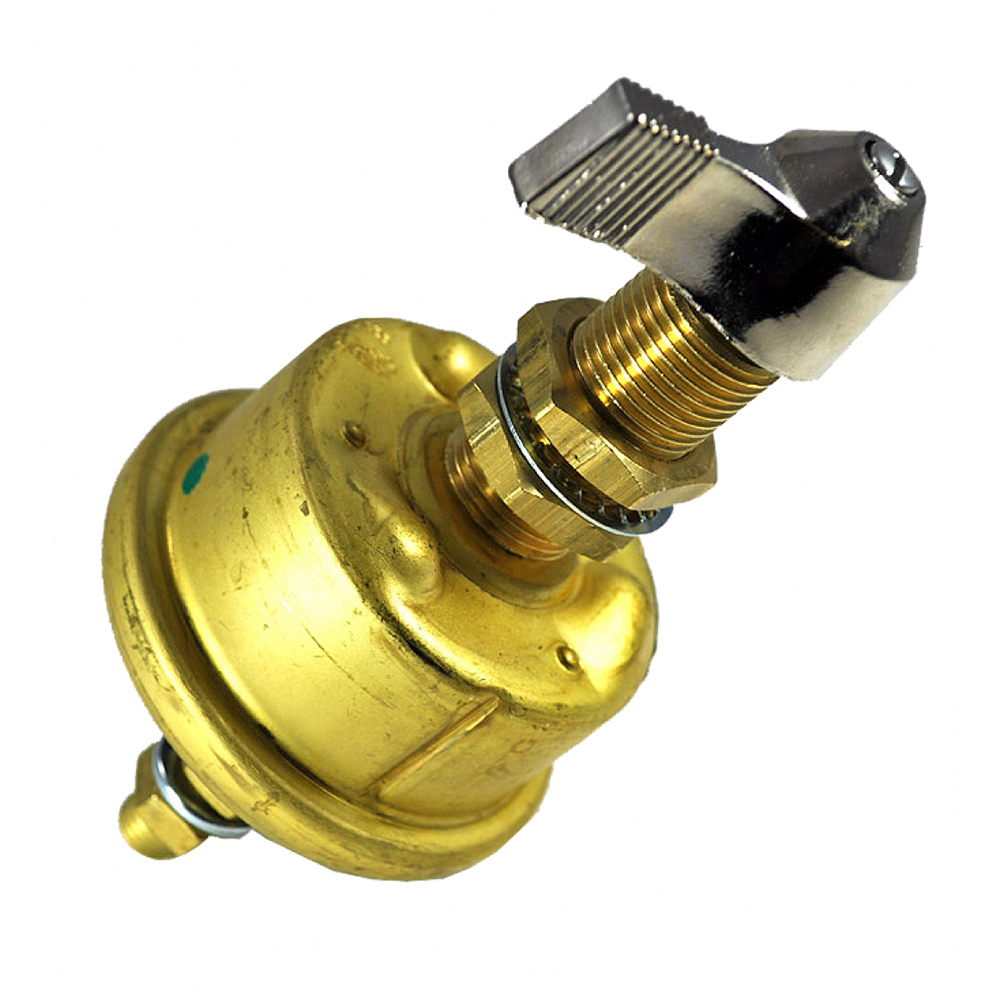 image for Cole Hersee Single Pole Brass Battery Switch w/Faceplate 175 Amp Continuous 800 Amp Intermittent