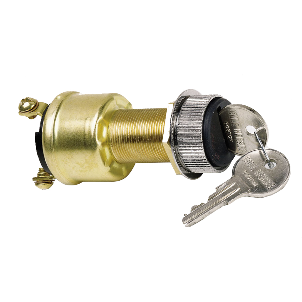 image for Cole Hersee 3 Position Brass Ignition Switch w/Rubber Boot
