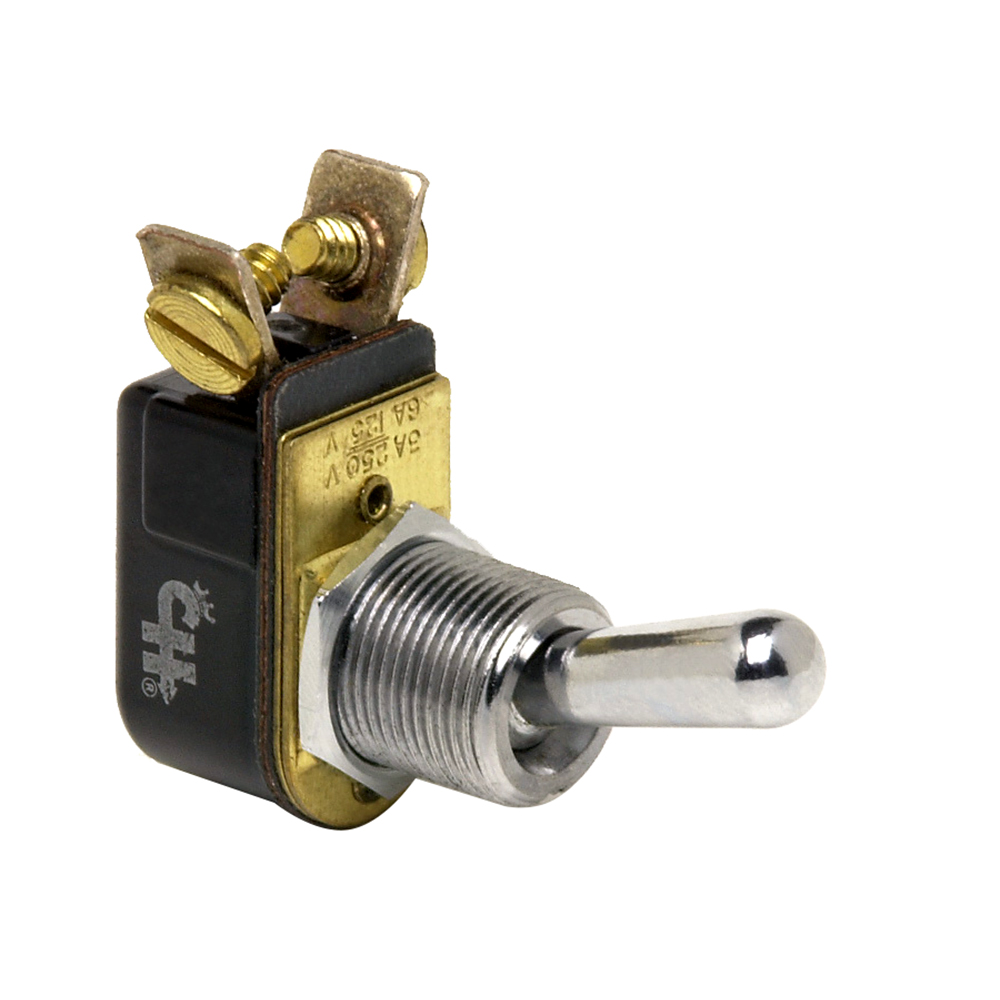 image for Cole Hersee Light Duty Toggle Switch SPST Off-On 2 Screw – Chrome Plated Brass