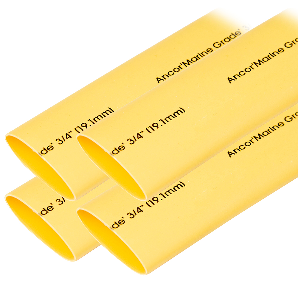 Ancor Heat Shrink Tubing 3/4&quot; x 6&quot; - Yellow - 4 Pieces CD-75538
