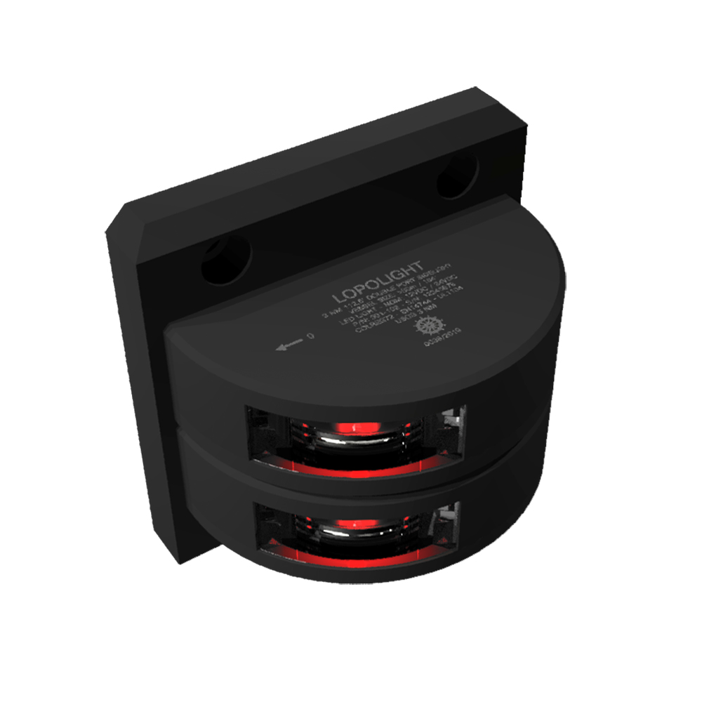 image for Lopolight Series 301-102 – Double Stacked Port Sidelight – 3NM – Vertical Mount – Red – Black Housing