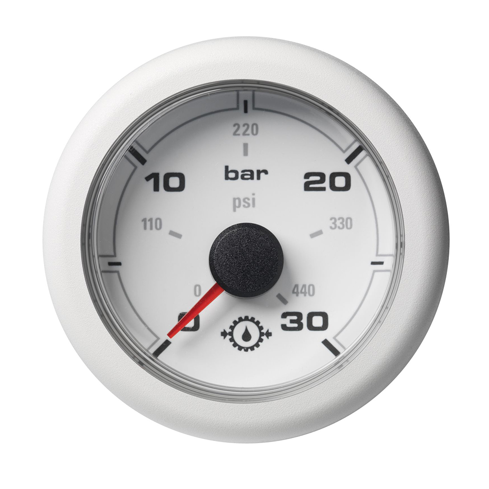 image for Veratron 52MM (2-1/16″) OceanLink Transmission Oil Pressure Gauge – 30 Bar/440 PSI – White Dial & Bezel