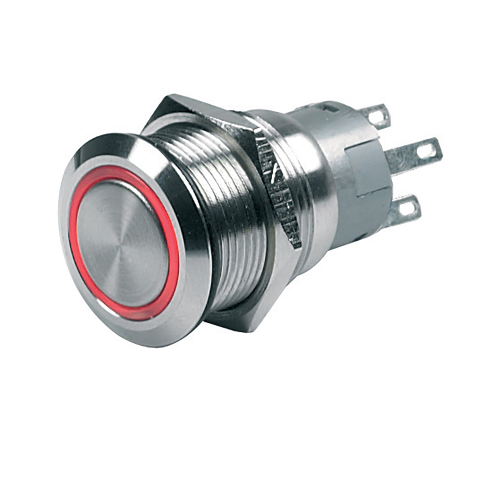 BEP Push-Button Switch 24V Momentary On/Off - Red LED CD-76376
