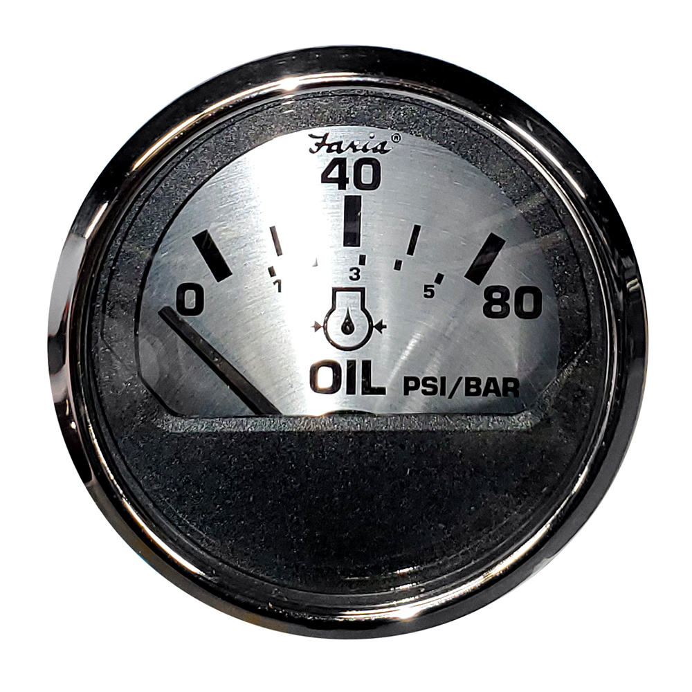 image for Faria Spun Silver 2″ Oil Pressure Gauge