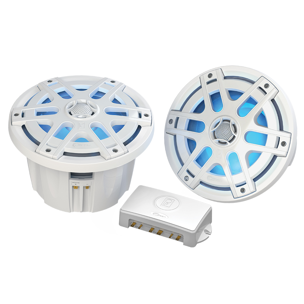 image for Poly-Planar MA-OC8 8″ 500 Watt Waterproof Blue LED Speaker – White