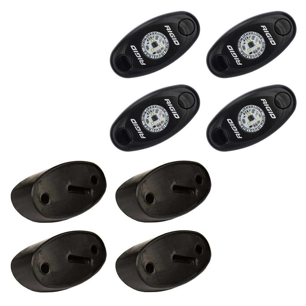 image for RIGID Industries A-Series Rock Light Kit – 4 Cool White Lights – Black