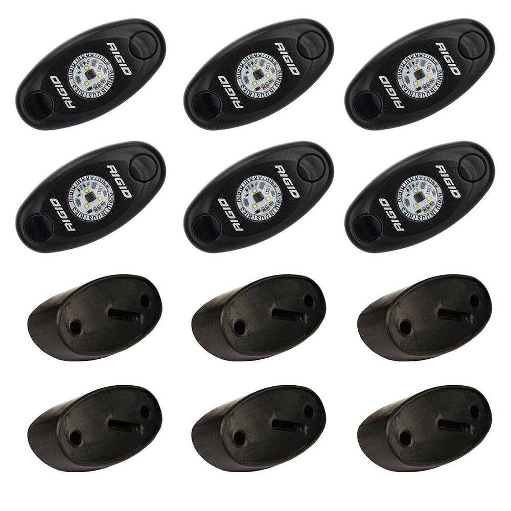 image for RIGID Industries A-Series Rock Light Kit – 6 Cool White Lights – Black