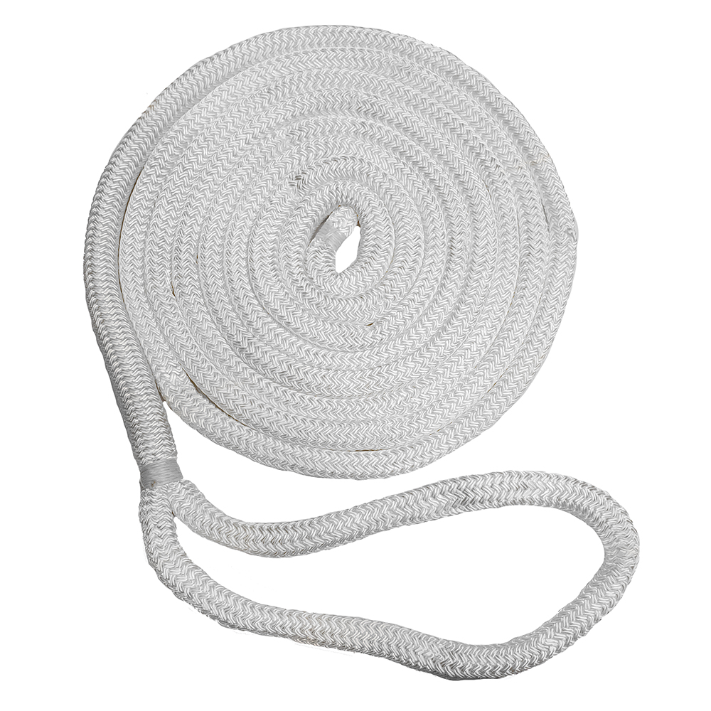 image for New England Ropes 1/2″ x 25' Nylon Double Braid Dock Line – White