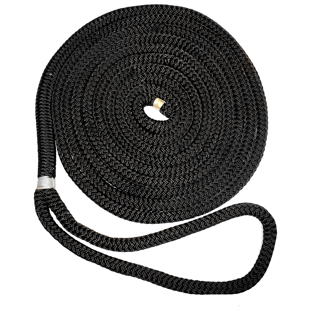 image for New England Ropes 1/2″ X 15' Nylon Double Braid Dock Line – Black