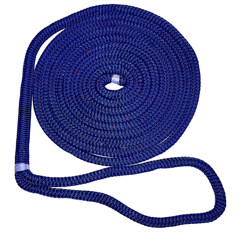 image for New England Ropes 1/2″ X 15' Nylon Double Braid Dock Line – Blue w/Tracer